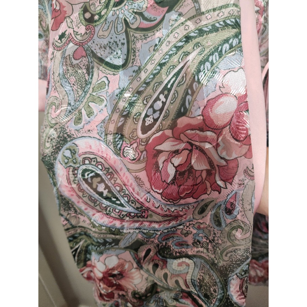Vintage Gold Label Victoria's Secret Pink Sheer Paisley Robe No Belt OSFA Pocket - Picture 7 of 9